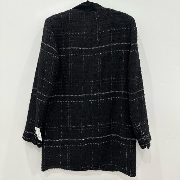 NWT Zara Black Textured Tweed Checked Frock Coat. - Picture 12 of 12